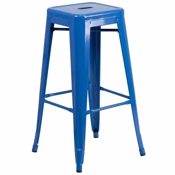 Flash Furniture CH-31320-30-BL-GG Blue Galvanized Steel Bar Stool