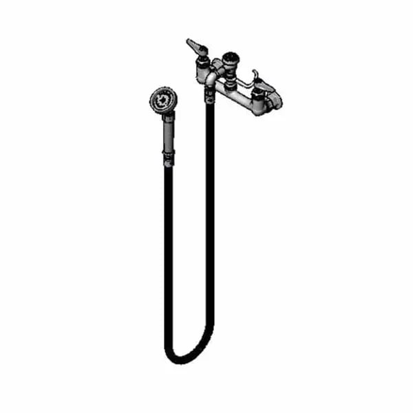 T&S B-0168 8" Wall Mount Pre-Rinse Faucet with Spray Assembly with Spray Hose