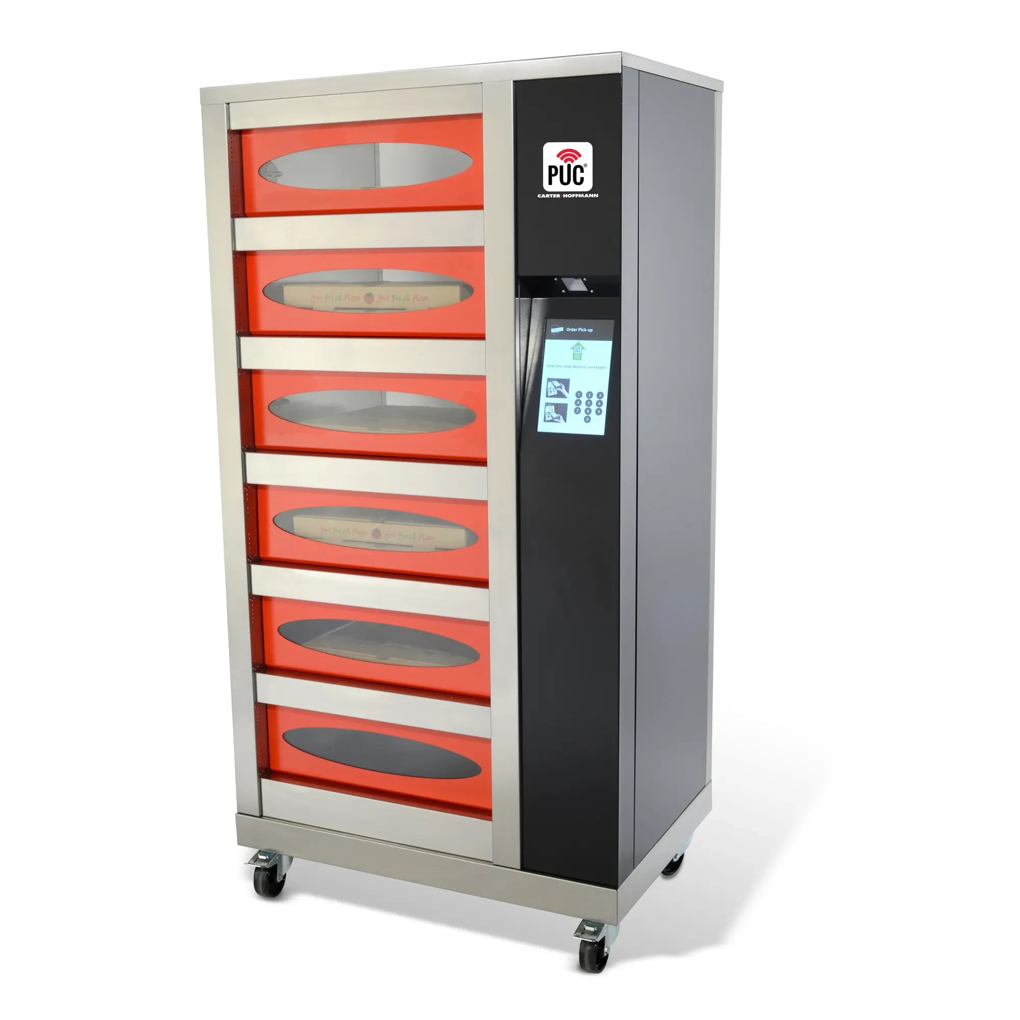 Carter-Hoffmann® PUC® Series PUCH-16 Freestanding Mobile Order Pickup Locker 6 Heated Cubbies — 120V, 1PH