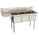 Sauber 3-Compartment Stainless Steel Sink with 18" Drain Board on Left 68-1/2"W