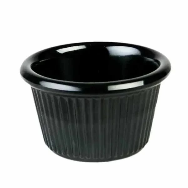 Thunder Group ML507BL1 Black 1-1/2 oz. Fluted Melamine Ramekin | Case of 12