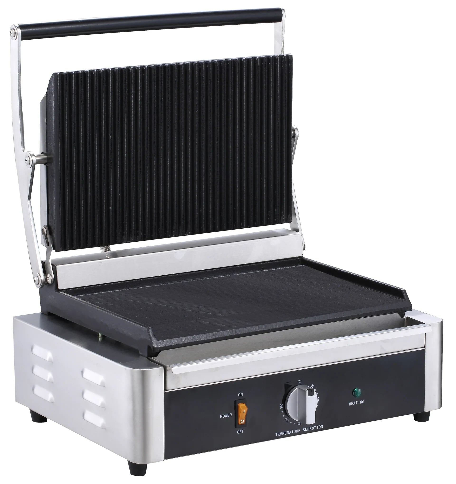 Serv‑Ware EPG‑100GF Panini / Sandwich Grill, 13″ Width, Grooved Top & Smooth Bottom Plates, 120‑570 °F