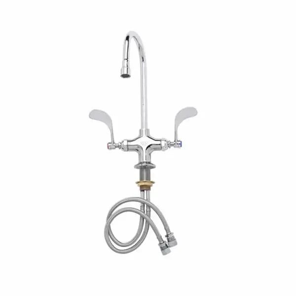 T&S B-0300-WH4 Single Hole Deck Mount Double Pantry Faucet with 5-3/4" Gooseneck Spout