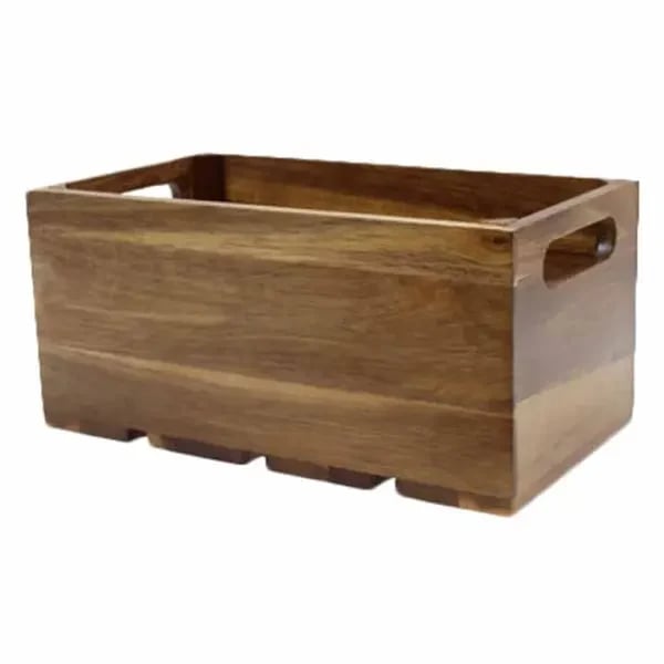 Tablecraft CRATE136 Third Size Brown Wood Display Crate 6-1/4" Deep