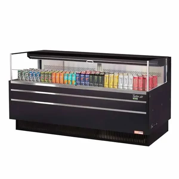 Commercial Refrigeration Parts — Turbo Air TOM-72L-UF-B-1S-N Black Horizontal Open Display Case Merchandiser 70-3/4"W