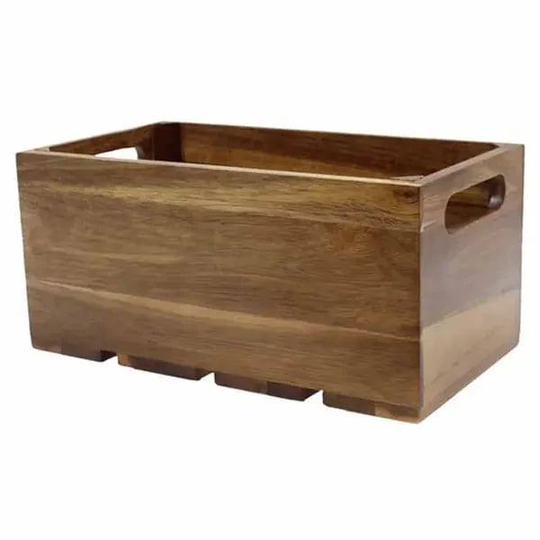 Tablecraft CRATE134 Third Size Brown Wood Display Crate 4-1/4" Deep