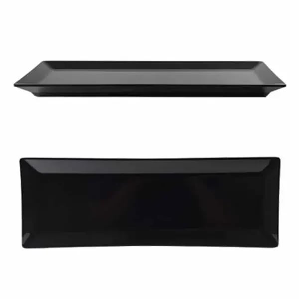 Thunder Group 29110BK Classic Black 10-1/4" x 4" Rectangular Melamine Plate | Case of 12