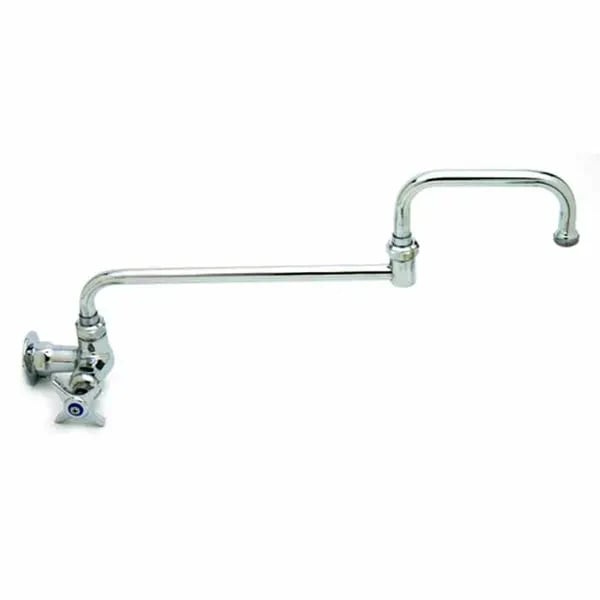 T&S B-0260-CR-177F Single Hole Wall Mount Pantry Faucet 18" Double Jointed Swing Nozzle