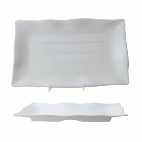 Thunder Group 24140WT Classic White 13-1/2" x 9-1/8" Rectangular Melamine Plate | Case of 12