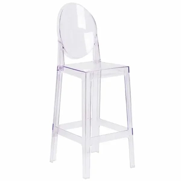 Flash Furniture OW-GHOSTBACK-29-GG Transparent Crystal Plastic Bar Stool