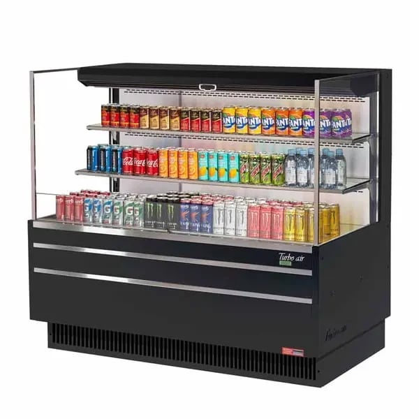 Turbo Air TOM-60L-UF-B-3S-N Black Horizontal Open Display Case Merchandiser 58-3/4"W