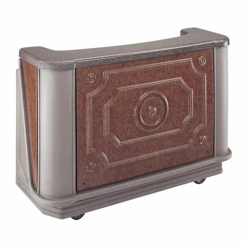 Cambro Cambar BAR650DSPMT669 Carmel Portable Bar 7-Bottle Speed Rail 5-Button Soda Gun Portable Bar 67-1/2"W X 28-1/2"D X 47-1/2"H