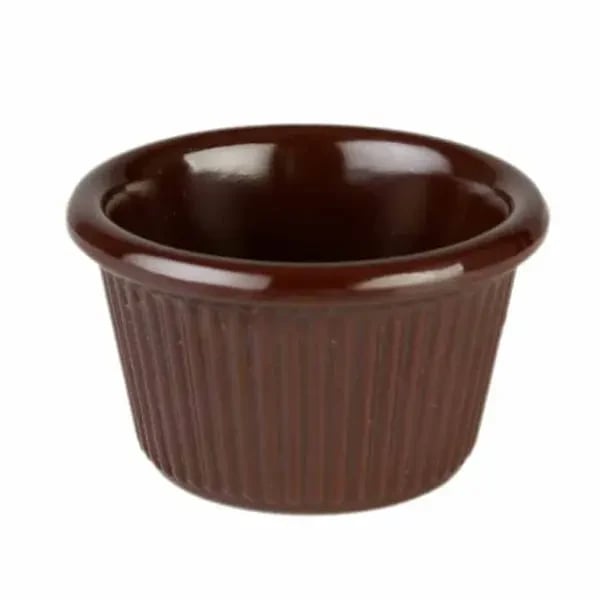 Thunder Group ML507C1 Chocolate 1-1/2 oz. Fluted Melamine Ramekin | Case of 12