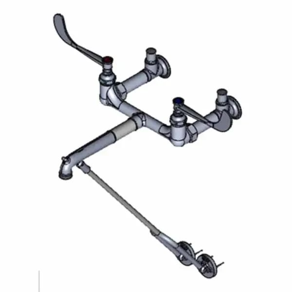 Commercial Kitchen Plumbing Fittings — T&S B-0362 8" Wall Mount Service Sink Faucet