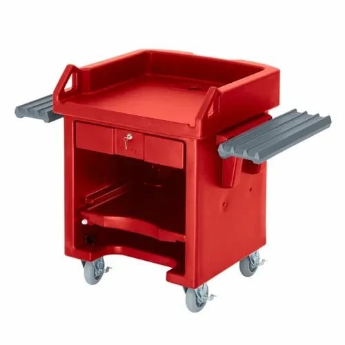 Cambro Versa VCSWR158 Hot Red Cash Register Cart 52-3/4"W
