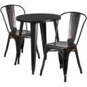 Flash Furniture CH-51080TH-2-18CAFE-BQ-GG Black and Antique Gold Metal Table and Chair Set with Two Chairs