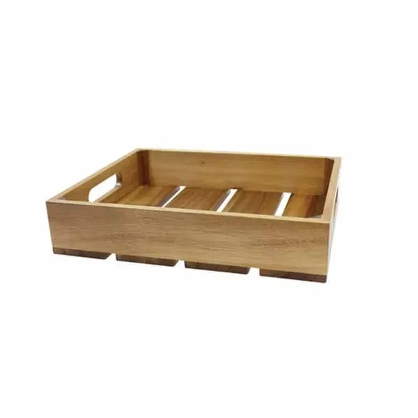 Tablecraft CRATE11 Full Size Brown Wood Display Crate 2-3/4" Deep