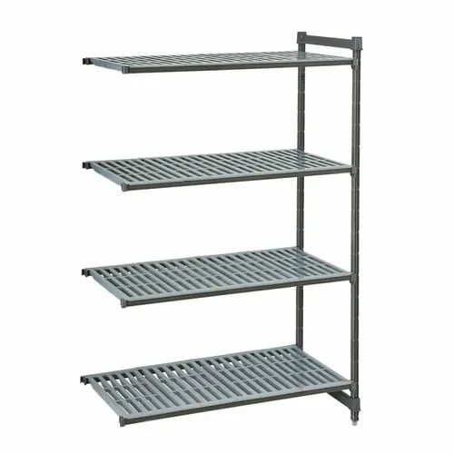 Cambro Camshelving CBA214884V4580 4-Shelf Polypropylene Brushed Graphite Add-On Shelving Unit 48"W X 21"D X 84"H