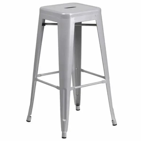 Flash Furniture CH-31320-30-SIL-GG Silver Galvanized Steel Bar Stool
