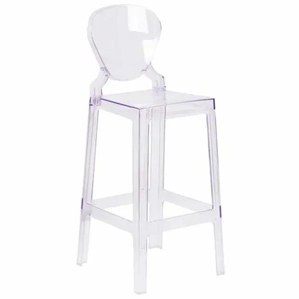 Flash Furniture OW-TEARBACK-29-GG Transparent Crystal Plastic Bar Stool