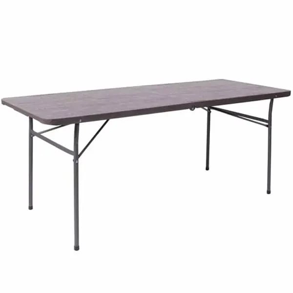 Flash Furniture DAD-LF-183Z-GG 72" x 30" Brown Woodgrain Plastic Top Folding Table