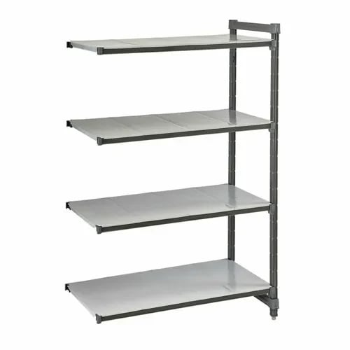 Cambro Camshelving EA186064S4580 4-Shelf Polypropylene Brushed Graphite Add-On Shelving Unit 60"W X 18"D X 64"H