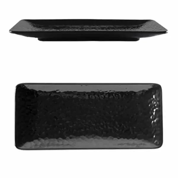 Thunder Group 24110BK Classic Black 11-1/4" x 5" Rectangular Melamine Plate | Case of 12