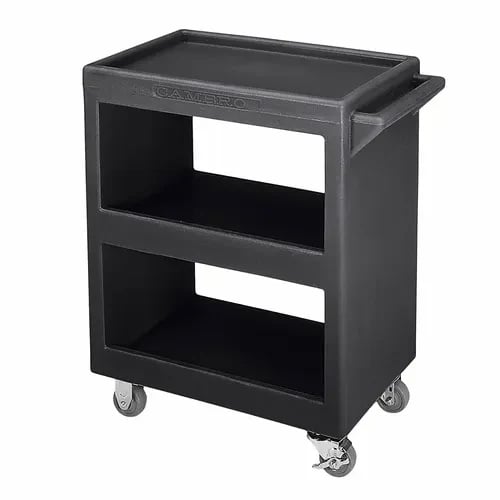 Cambro BC225110 3-Shelf 350 Lb. Capacity Black Utility Bus Cart