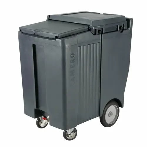 Cambro Slidinglid ICS200TB191 200 Lb. Granite Gray Mobile Ice Caddy