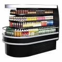 Turbo Air TIOM-48RSB-N Black 3/4 Oval Open Island Display Case Merchandiser 48"W X 73-5/8"D