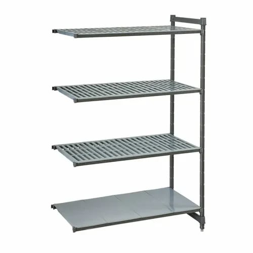 Cambro Camshelving CBA184272VS4580 4-Shelf Polypropylene Brushed Graphite Add-On Shelving Unit 42"W X 18"D X 72"H