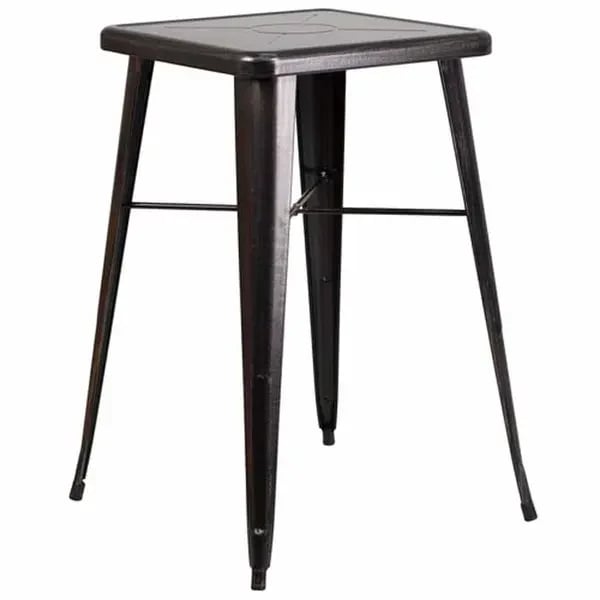 Flash Furniture Furniture Parts — Flash Furniture CH-31330-BQ-GG Square Bar Height Galvanized Steel Black and Antique Gold Table