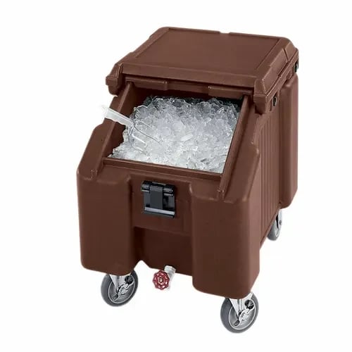 Cambro Slidinglid ICS100L131 100 Lb. Dark Brown Mobile Ice Caddy