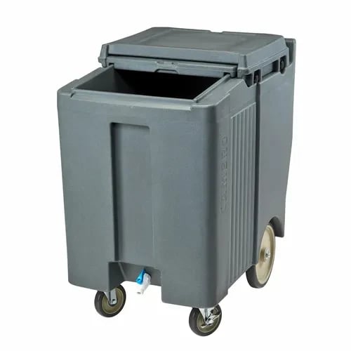 Cambro Slidinglid ICS175TB191 175 Lb. Granite Gray Mobile Ice Caddy