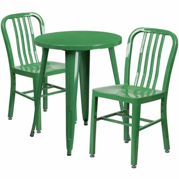 Flash Furniture CH-51080TH-2-18VRT-GN-GG Green Metal Table and Chair Set with Two Chairs