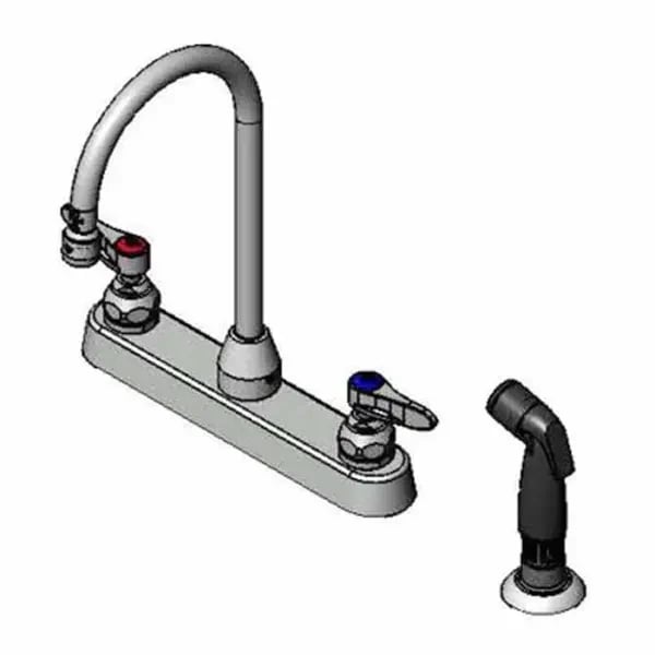 T&S B-1172-07-133X 8" Wall Mount Workboard Faucet with 6" Gooseneck and Spray Hose