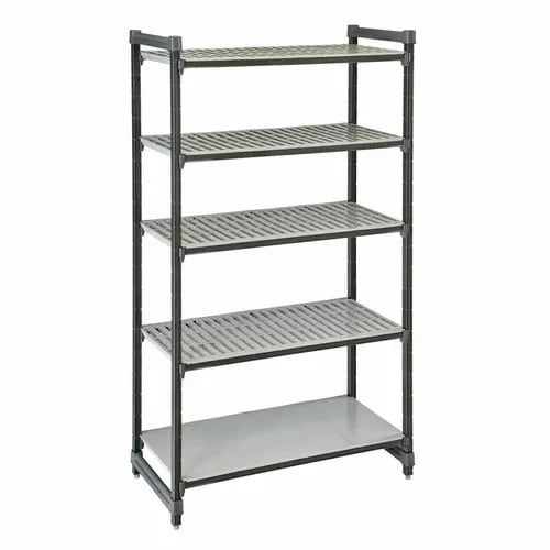 Cambro Camshelving ESU182484VS5580 5-Shelf Polypropylene Brushed Graphite Shelving Kit 24"W X 18"D X 84"H