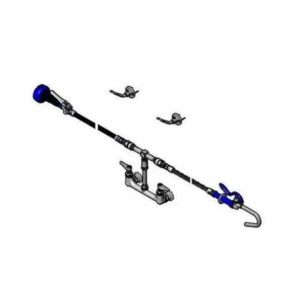 T&S B-2331-08H 8" Wall Mount Kettle Kaddy Combination Pot Filler and Spray Rince Faucet with Wall Hooks