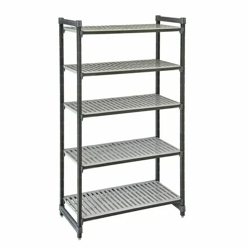 Cambro Camshelving ESU186064V5580 5-Shelf Polypropylene Brushed Graphite Shelving Kit 60"W X 18"D X 64"H
