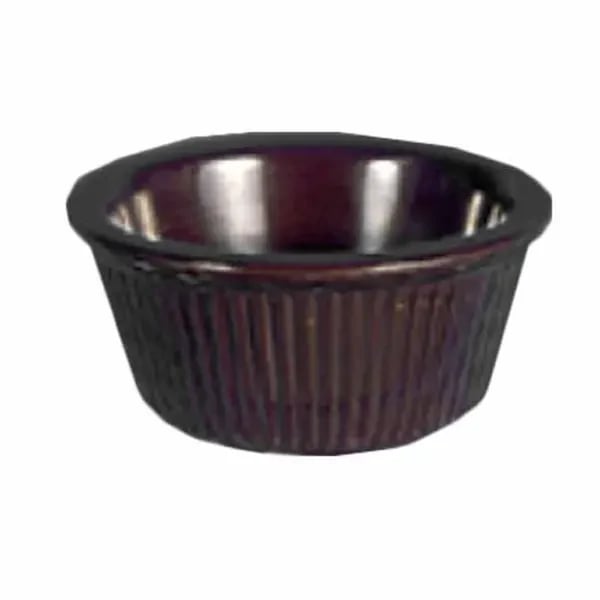 Thunder Group ML531C1 Chocolate 3 oz. Fluted Melamine Ramekin | Case of 12