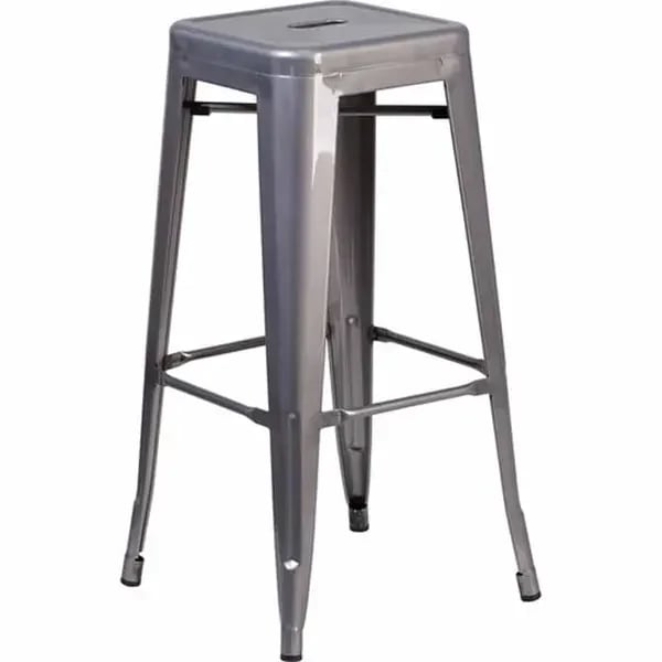 Flash Furniture XU-DG-TP0004-30-GG Silver Galvanized Steel Bar Stool