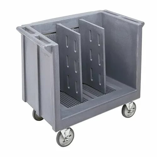 Cambro TDC30191 Polyethylene 2 Granite Gray Dish Caddy With 2 Adjustable Dividers