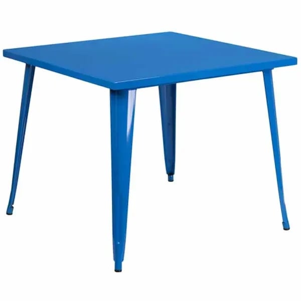 Flash Furniture CH-51050-29-BL-GG 35-1/2" Square Dining Height Metal Blue Table