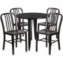 Flash Furniture CH-51090TH-4-18VRT-BQ-GG Black and Antique Gold Metal Table and Chair Set with Four Chairs