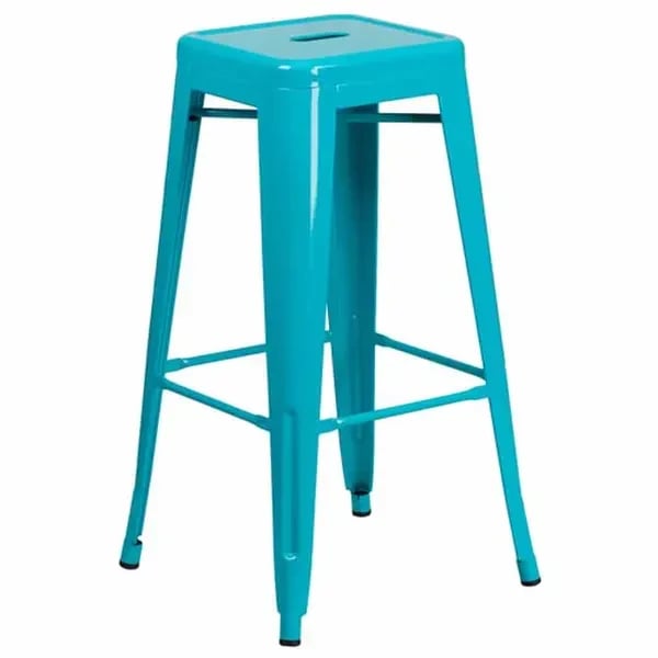 Flash Furniture ET-BT3503-30-CB-GG Crystal Teal Galvanized Steel Bar Stool