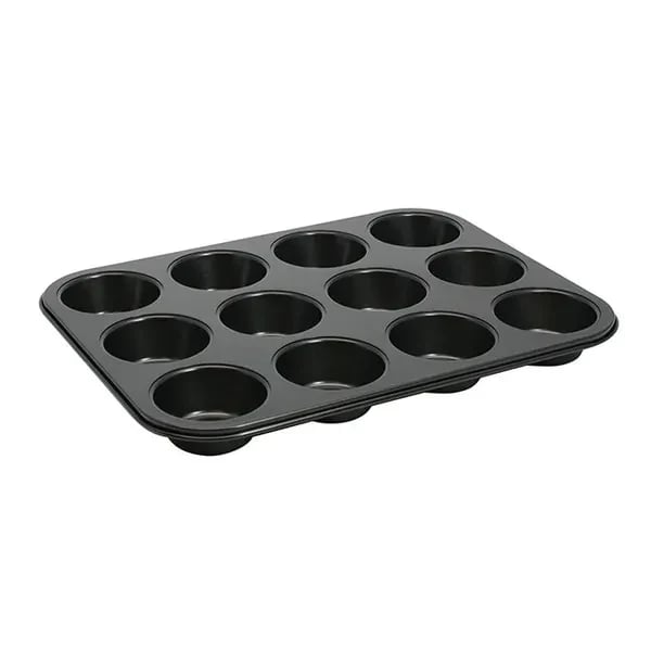 Winco AMF-12NS 2-3/4" Diameter 12-Cup Carbon Steel Non-Stick Muffin Pan