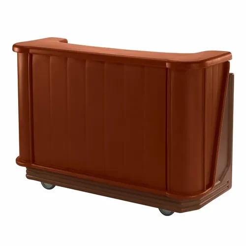Cambro Cambar BAR650DX189 Brown Mahogany Portable Bar 7-Bottle Speed Rail 5-Button Soda Gun Portable Bar 67-1/2"W X 28-1/2"D X 47-1/2"H