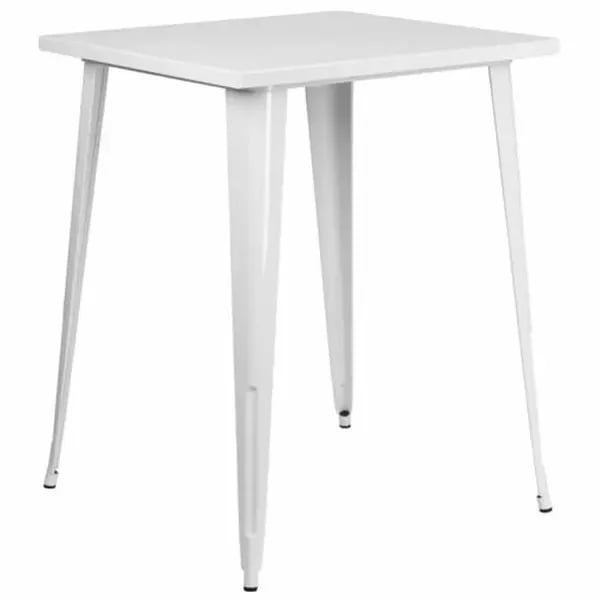 Flash Furniture CH-51040-40-WH-GG Square Bar Height Metal White Table
