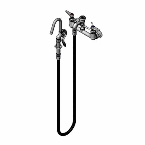 T&S B-0610 8" Wall Mount Pot and Kettle Filler Faucet with 68" Hose