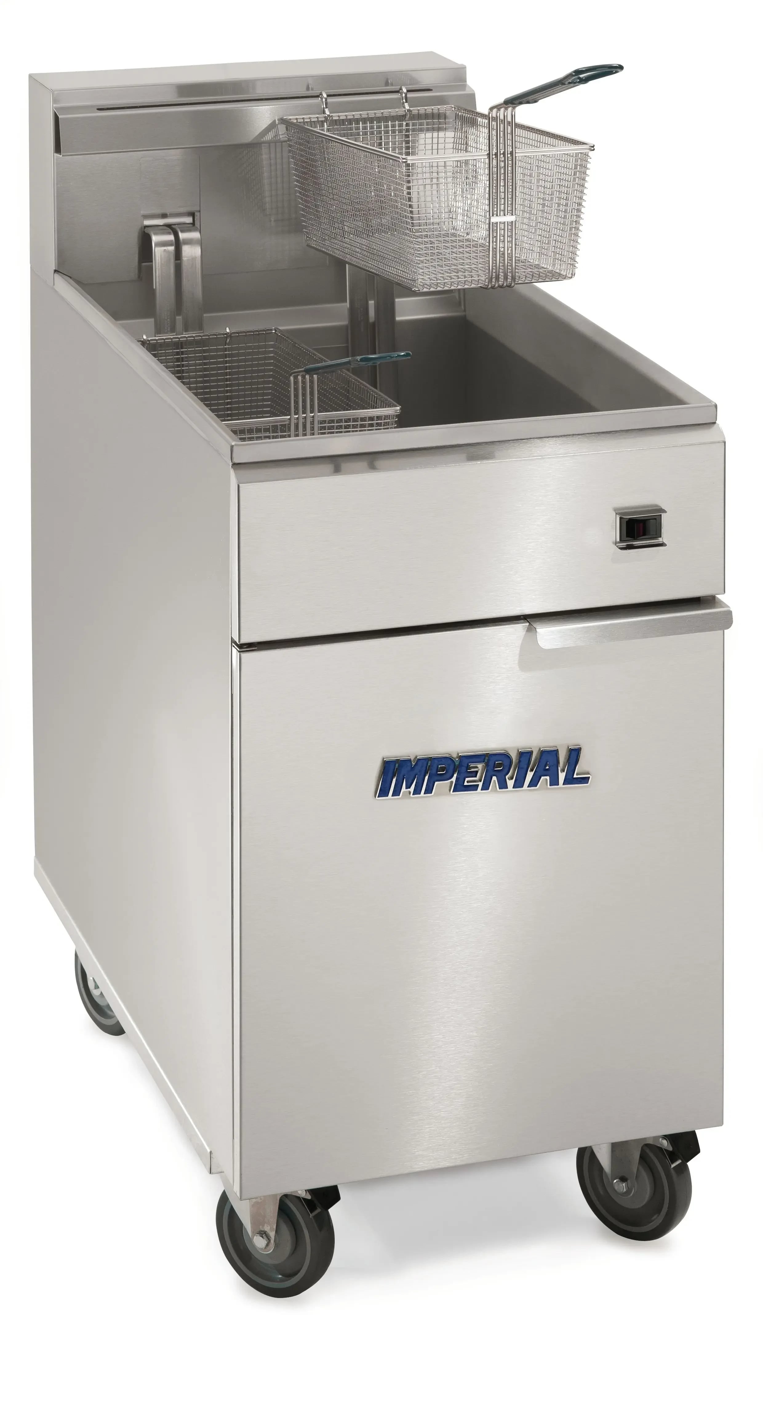 Imperial IFS-75-E Pro Series Electric Freestanding Tilt-Up Ribbon Fryer 1 Vat 75 Pound Heavy-Duty Mechanical Thermostat Control — 480V, 3PH